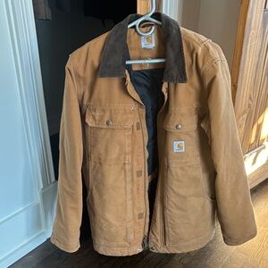 Carhartt Men's Tan Jacket with Dark Collar